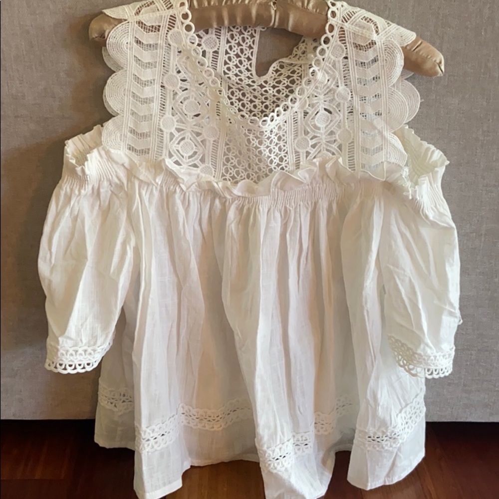 White casual peasant blouse